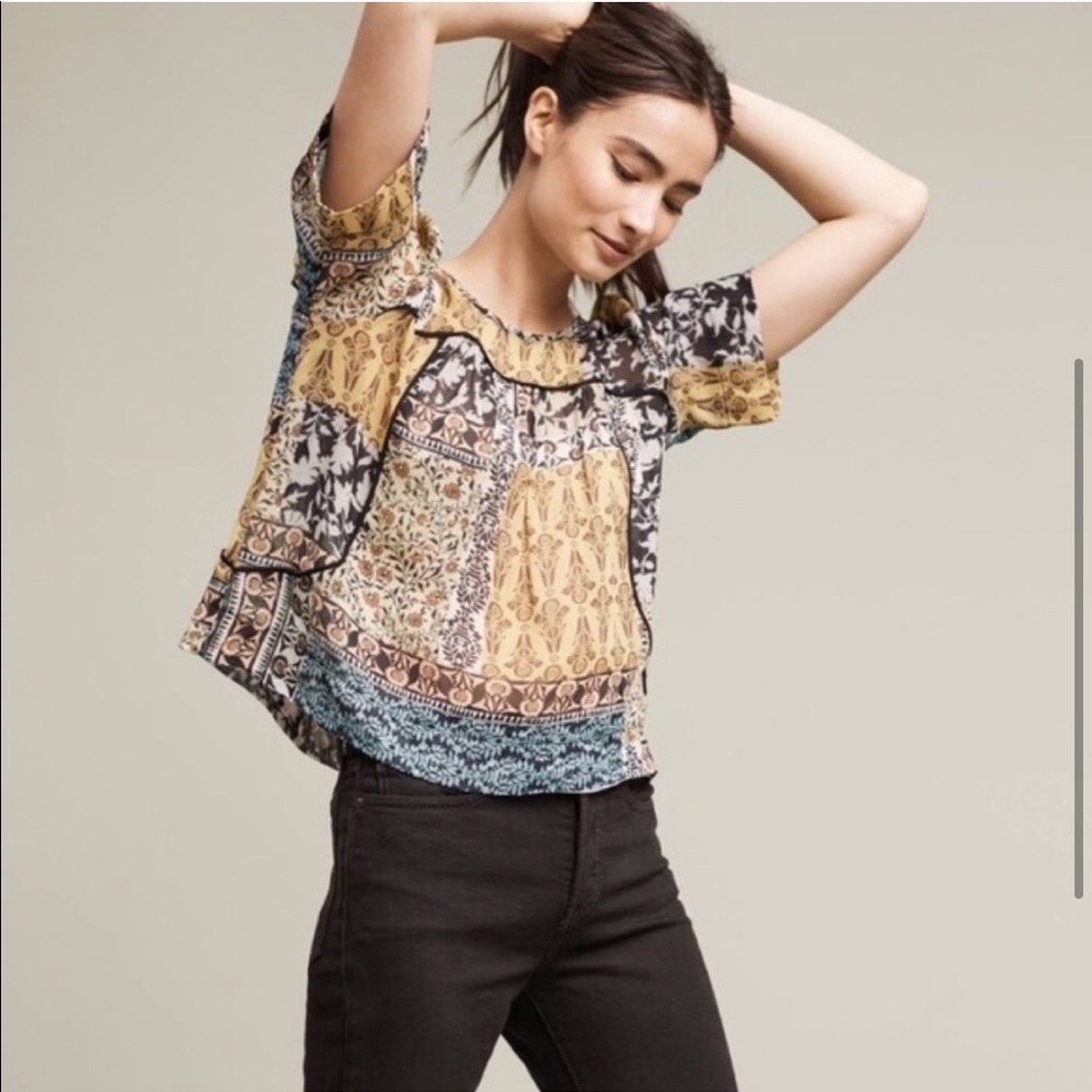 Anthro - Weston - Deka Floral Patchwork Blouse
